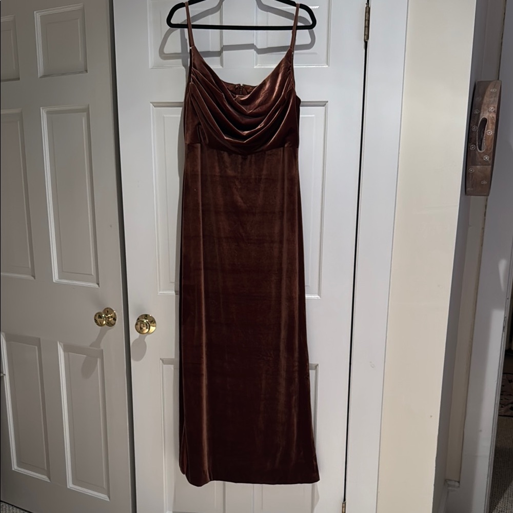 Revelry Mahogany Velvet Bridesmaid Dress